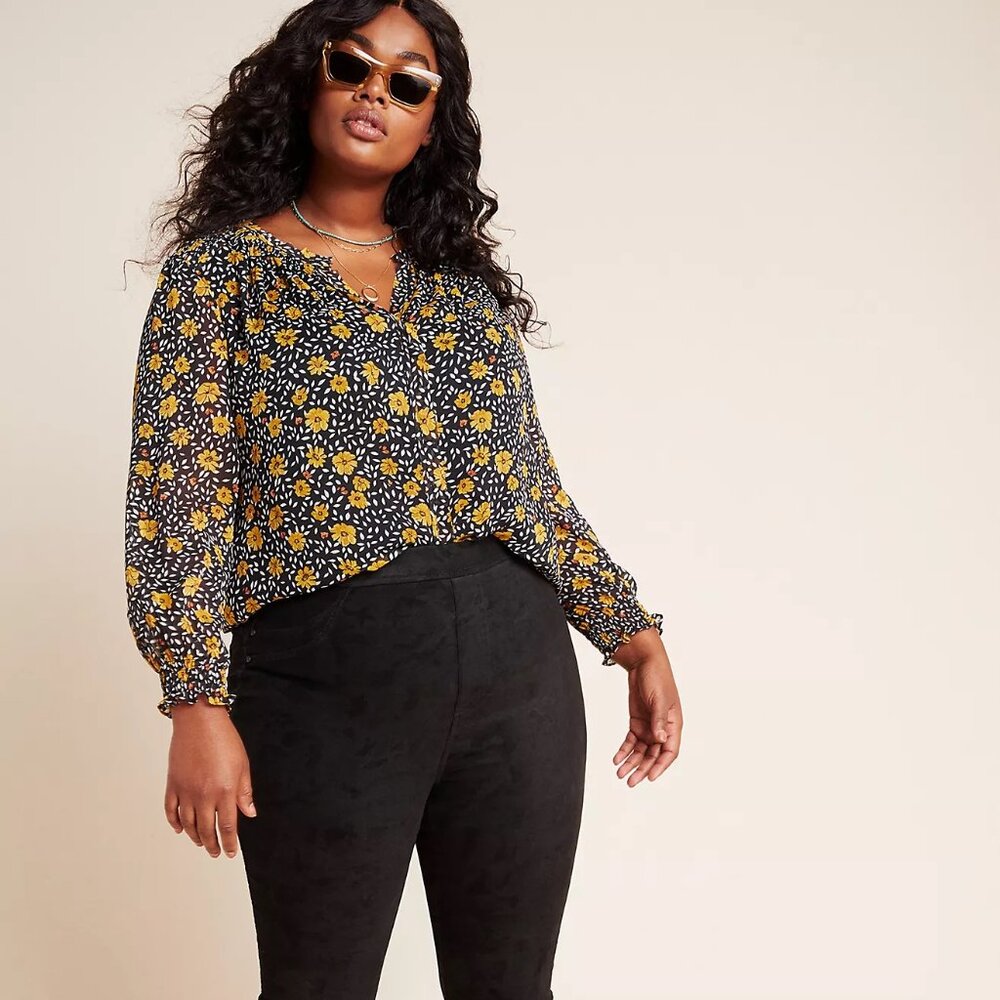 NWOT Anthropologie Daniel Rainn Annette Floral Blouse, Size 3X